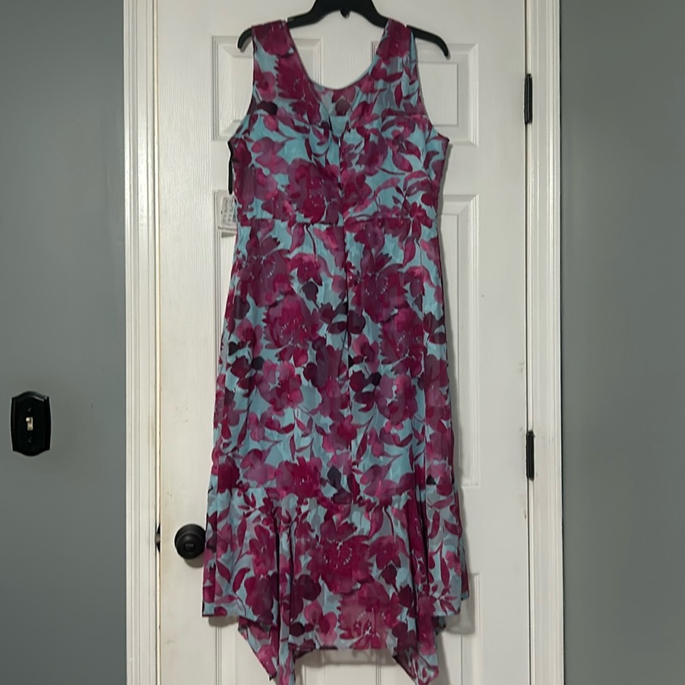Gorgeous teal and hot pink dress. Never worn.